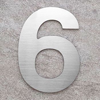 Cijfer stickers nummer 6 in vooraanzicht – strak en modern ontwerp, 75 mm groot voor een duidelijke en stijlvolle uitstraling.