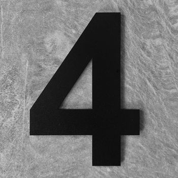 huisnummersticker 4 zwart staal