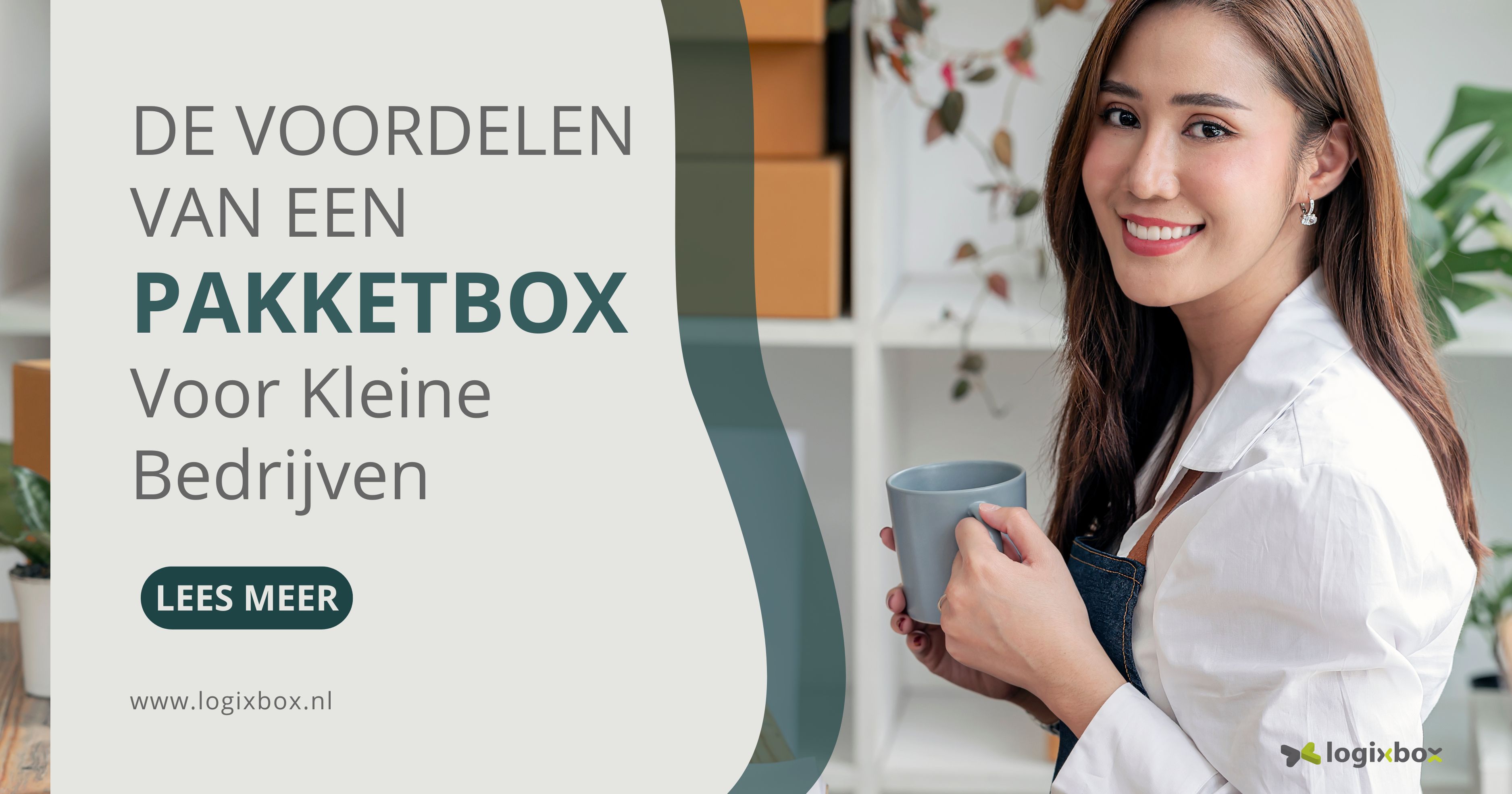 Ondernemer ontvangt een pakket uit een Logixbox pakketbox voor zijn bedrijfspand