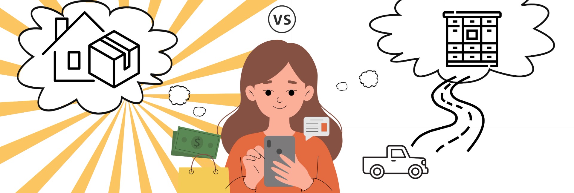 Illustratie van thuisbezorging in een pakketbrievenbus versus levering in een pakketautomaat. De voordelen van gemak, veiligheid en flexibiliteit bij een pakketbrievenbus worden vergeleken met een centraal gelegen pakketautomaat.