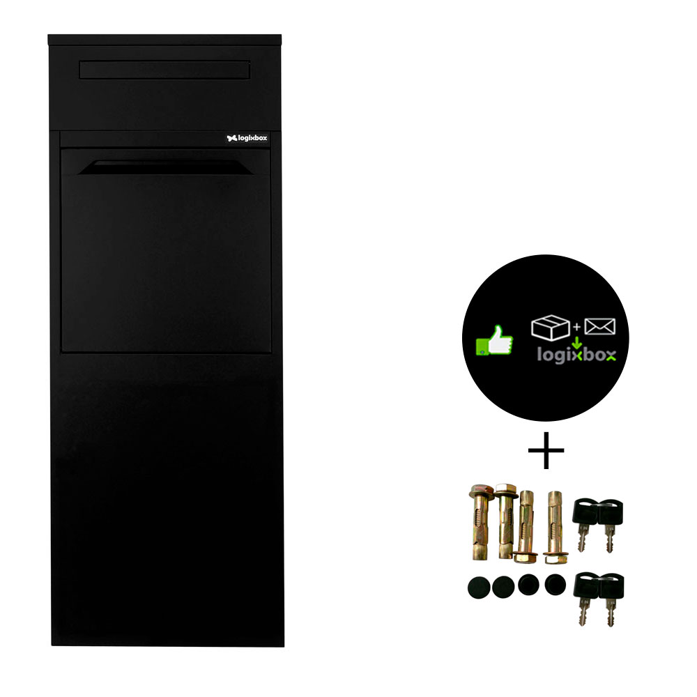 Robuster Paket-Briefkästen mit verstärktem Montagematerial für hohe Stabilität.